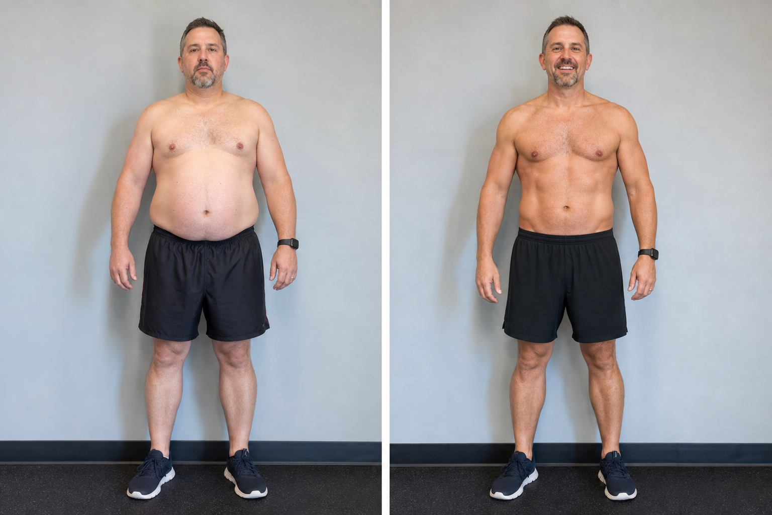 Before and after belly fat transformation — 12 week results